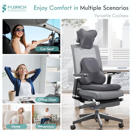 Car Seat Cushion and Lumbar Support Pillow for Office Chair Car (Deepgray / 3 Pieces)