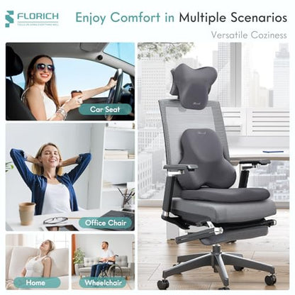 Car Seat Cushion and Lumbar Support Pillow for Office Chair Car (Deepgray / 3 Pieces)