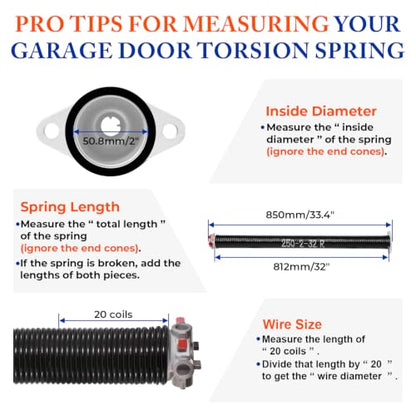 Garage Door Torsion Springs Pair (0.250'' X 2‘’ X 32‘’)