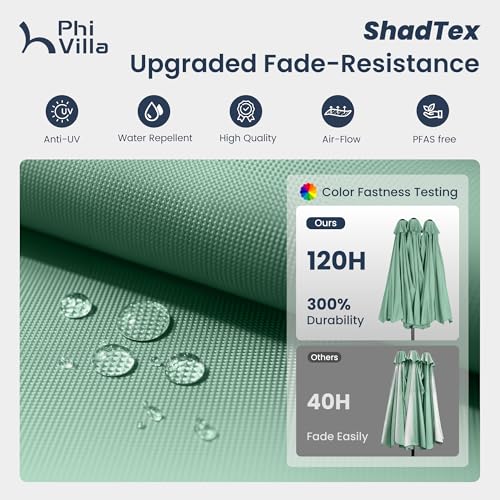 15ft Large Outdoor Patio Umbrella with Base Included (Mint Green)