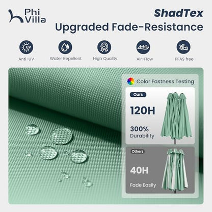 15ft Large Outdoor Patio Umbrella with Base Included (Mint Green)