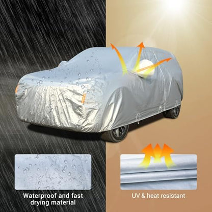 SUV Car Cover Waterproof All Weather (Light Silver / YXXL：for SUV(Lenght 206"-215"))