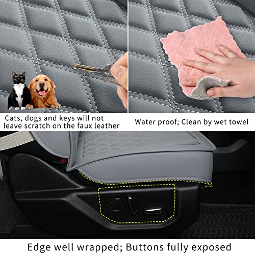 F150 Faux Leather Seat Covers Fit for 2015 ((2015-2026) Full Set / Black&Gray)