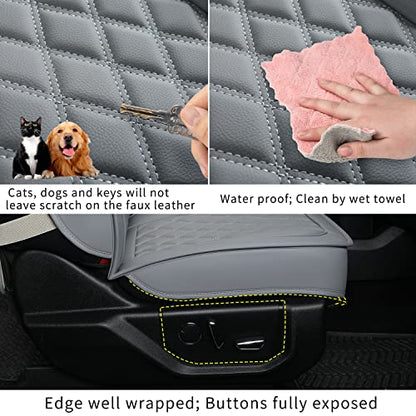 F150 Faux Leather Seat Covers Fit for 2015 ((2015-2026) Full Set / Black&Gray)
