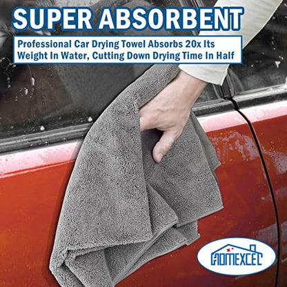 Professional Large Microfiber Car Drying Towels 2 Pack (Grey / 31 x 24 Inch)
