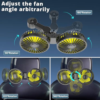 Car Fan for Backseat (Yellow)