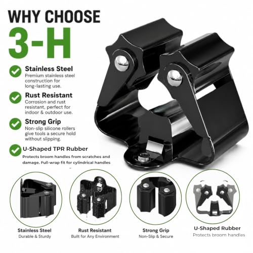 Broom Holder Wall Mount 20 Pack (20 / Black)
