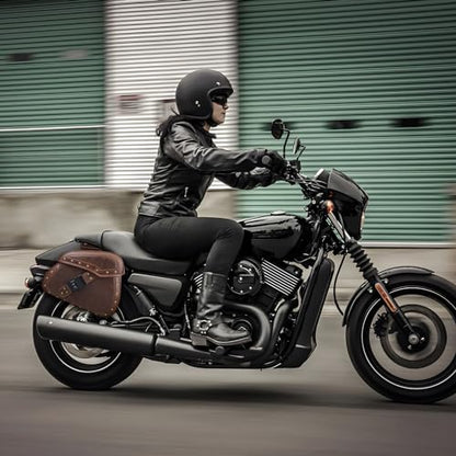 Saddle Bags PU Leather Motorcycle Saddlebags (Brown)