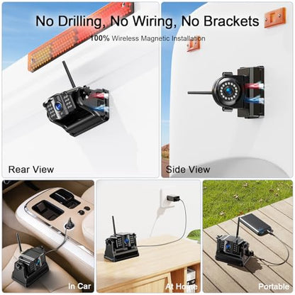 Magnetic Wireless Backup Camera (Arctic Black / 10 inches 3-Camera)