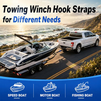 Boat Trailer Winch Strap with Hook 2" x 20' (2in x 20ft with hook-10,000lb / Black)