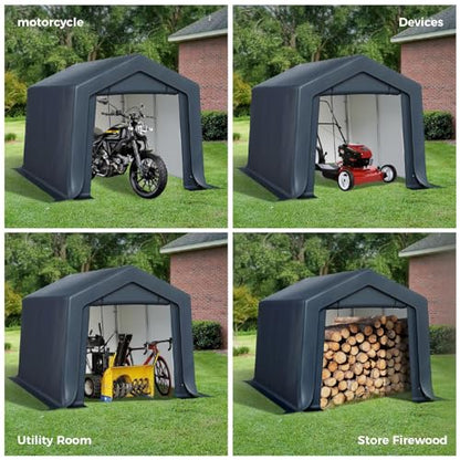 8x12 ft Storage Shelter Shed Portable Outdoor Carport Garage (8x12 Ft)
