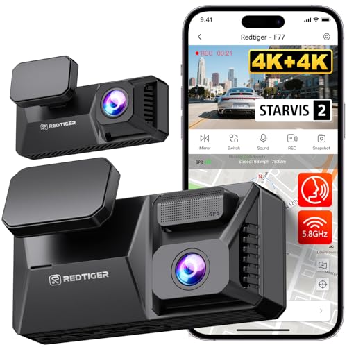 F77 4K+4K Dual Dash Cam for Cars (F77 V1(128GB eMMC))