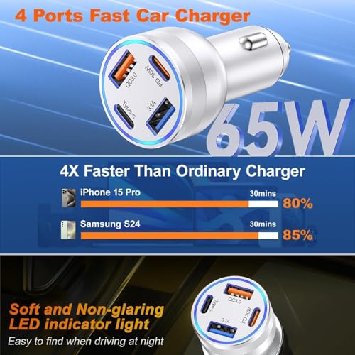 USB C Car Charger (5 Pack / Silver)
