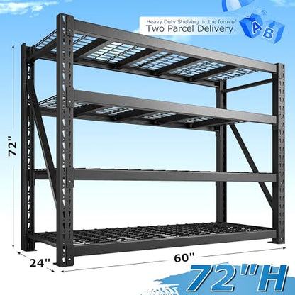 11000LBS Heavy Duty Garage Shelving (24"D x 60"W x 72"H,4-Tier)