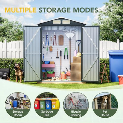 Vertical Outdoor Steel Storage Shed with Floor Frame (3X5FT/Base / NightBlue)