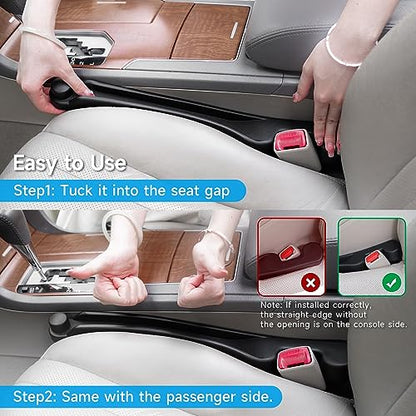 Car Seat Gap Filler Organizer Soft Foam 3IN1 Storage Slot & Hook (Black / Narrow)