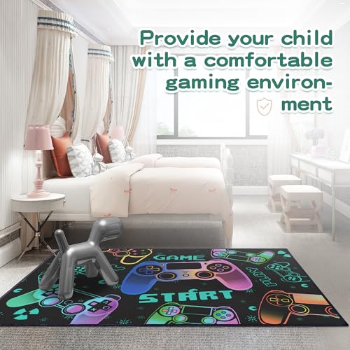 Play Gaming Rug for Bedroom Gamer Mat Gamepad for Boys Room 59"x39" for Playroom Decor Washable (3'3"x 5' / Game01)