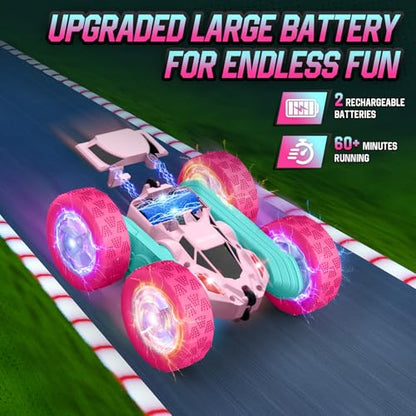 Pink Remote Control Car for Girls (Pink / Glow (Headlights & Wheel Lights))