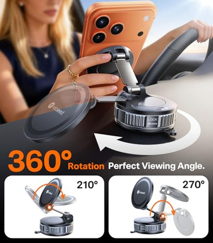 for MagSafe Car Mount [Upgraded 98LBS Strongest Suction (Dash-Black)