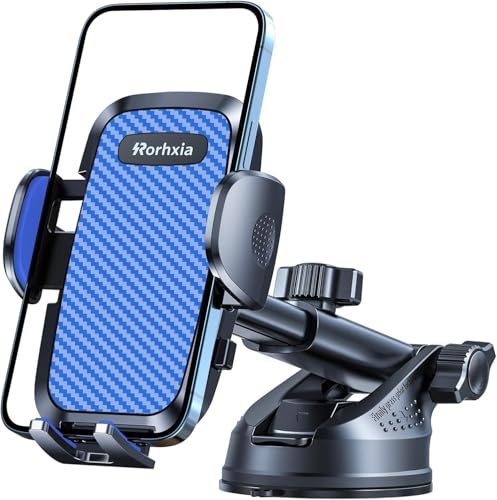 Blue 3-in-1 Phone Mount for Car [2025 Most Stable and Flexible Suction Cup] Vent Dashboard Windshield Cell Phone Holder Car Fit for iPhone, Samsung, All Phone (Blue)