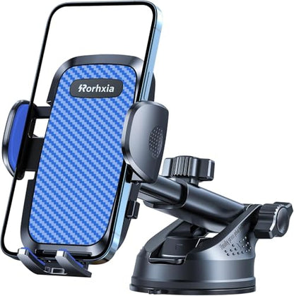 Blue 3-in-1 Phone Mount for Car [2025 Most Stable and Flexible Suction Cup] Vent Dashboard Windshield Cell Phone Holder Car Fit for iPhone, Samsung, All Phone (Blue)