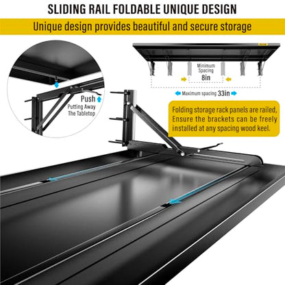 2pack 1.2x3ft Adjustable Rail Type Folding Storage Rack Shelf (1.2x3ft-2pack / Black)