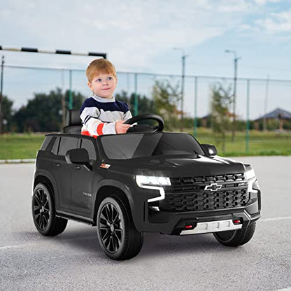 Ride on Car 12V Licensed Chevrolet Tahoe Battery Powered Electric Vehicle w (Black / SUV)