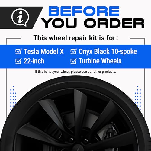 Premium Tesla Wheel Curb Rash Repair Kit for Model X 22 (Tesla Model X / 22" Onyx Black Turbine)