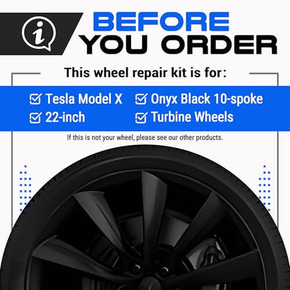 Premium Tesla Wheel Curb Rash Repair Kit for Model X 22 (Tesla Model X / 22" Onyx Black Turbine)