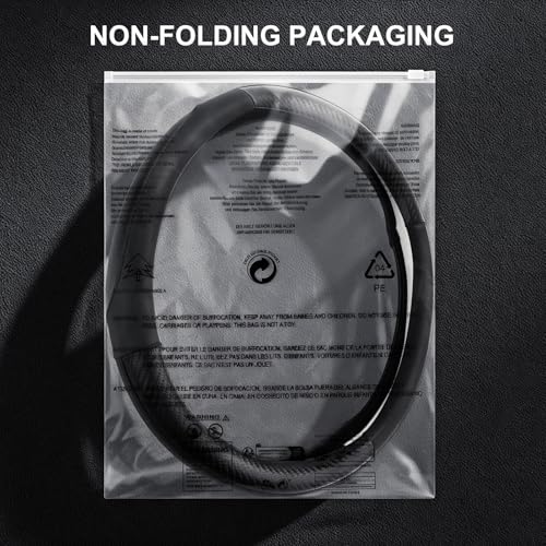 Steering Wheel Cover 14" (Small size[14''-14 1/4''] / 1. Black with Carbon Fiber Pattern)
