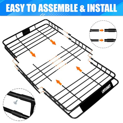 Roof Rack Cargo Basket 54"X36"with Cargo Bag and Net (ROOF BASKET AND BAG)
