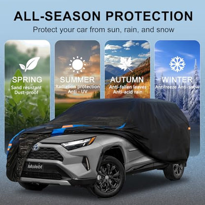 SUV Car Cover Waterproof All Weather for Automobiles (Black-Blue / 3 SUV/Jeep-Length 170-181 inch)