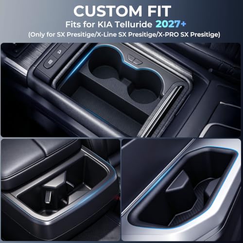 1st & 2nd & 3rd Row Cup Holder Inserts for KIA Telluride 2027+ (Fit for 2027+ Telluride, High Trim)