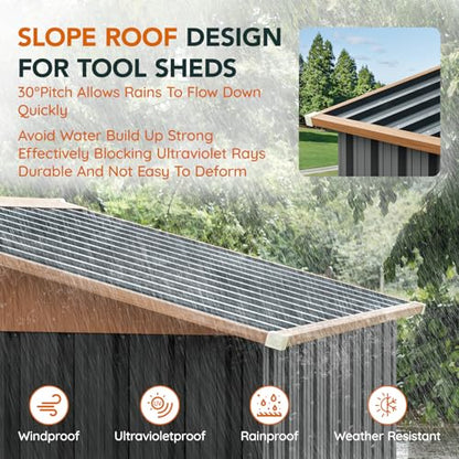 6x4FT Multi Used Shed & Outdoor Storage Shed (Matte gray / 6*4FT(Base Not Included))