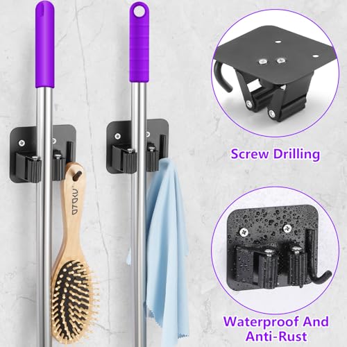 Stainless Steel Broom Holder (Black)
