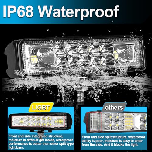 2Pcs 5.7 Inch 60W LED Light Bar Flood Spot Combo for Jeep Truck (White - 2 pieces 5.7 inches)