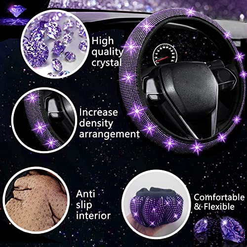 27 PCs Purple Violet Bling Car Accessories Set for Women (Purple Violet Diamond)