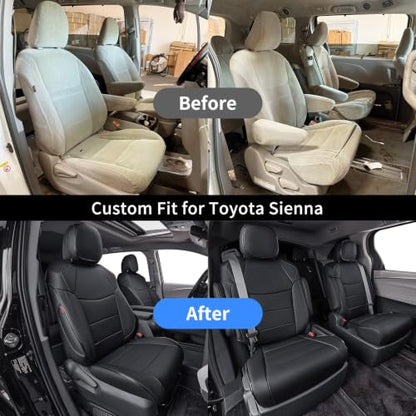 Car Sienna Seat Covers 2021 (Black / 2021-2026 8 Seats, 1st & 2nd Row Only)