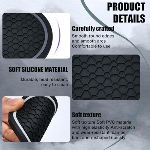 4PCS Car Cup Holder Coasters (Black/Gray)