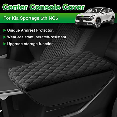 Custom for Center Console Cover Kia Sportage 2023 2024 2025 2026 Armrest Cover Center Console Cushion Pad PU Leather Armrest Seat Box Cover Protector Sportage Accessories Anti (Size for Kia Sportage 2023-2026)