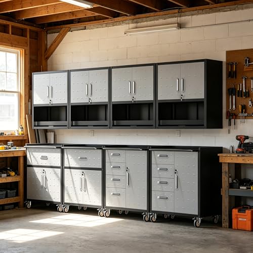 Garage Cabinet System (Black/Grey / 8 Pcs-StyleA)