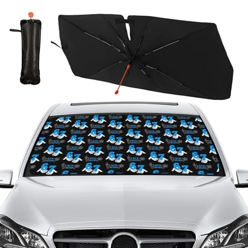 Funny Six Seven Car Windshield Sunshade Umbrella Foldable (57X31 Inch / styled45f-3)