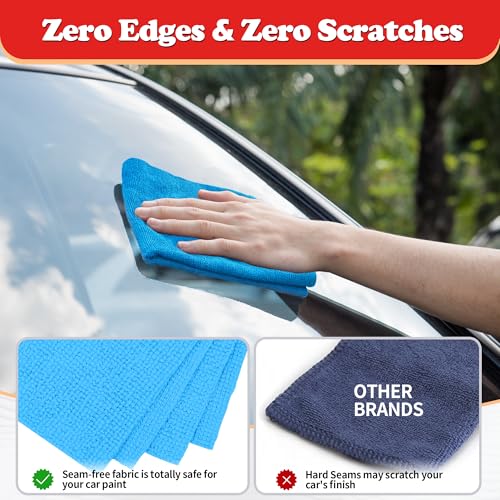 Shop Towels Microfiber Cleaning Cloth Bulk (24PK / 4 Colors)