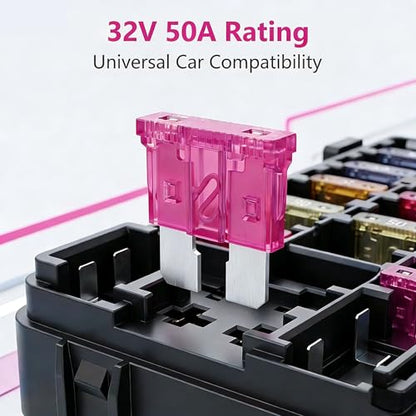 80Pcs) 50 Amp Standard Fuse, 50A Car Blade Fuses for Car/RV/Truck/SUV/Motorcycle/Boat (50A)