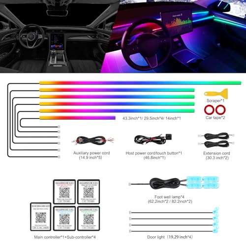Dreamcolor Acrylic Interior Car LED Strip Light with Wireless APP (Dreamcolor 14 in 1)
