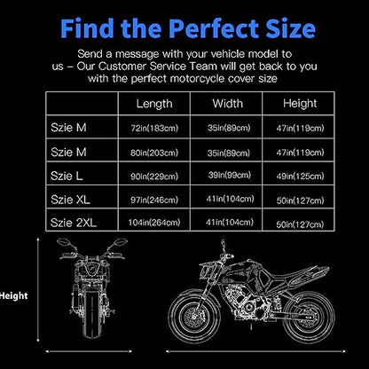 Motorcycle Cover (Black / XL-97"x41"x50")