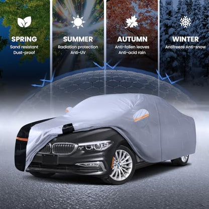 Multi Layer Car Cover Custom Fit for BMW 5 Series 528i 530i 535i 540i M5 M550i M550 (W.Custom Fit BMW 5 Series / White Car Cover)