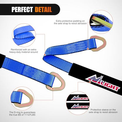 2" x 38" Axle Tie Down Straps with D (4Pcs 2in x 38in Axle Tie Down Straps Blue)