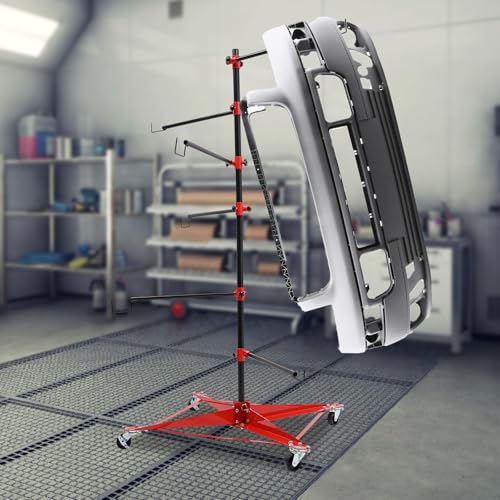 Panel Tree Stand for Painting Rotatable FreeStanding Panel Paint Holder with Wheels Adjustable Center Post for Hang Automotive Doors Fenders Bumpers (29.5*29.5*70.87in)