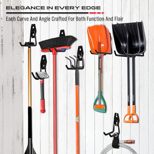 Garage Tool Storage Wall Hook Assortment Set (15-Pack Hooks + 3 Straps（black）)